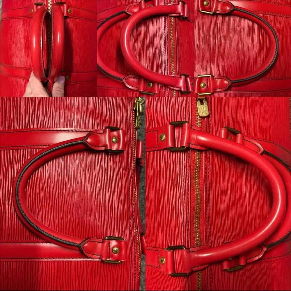 Louis Vuitton vintage red epi leather keepall 55